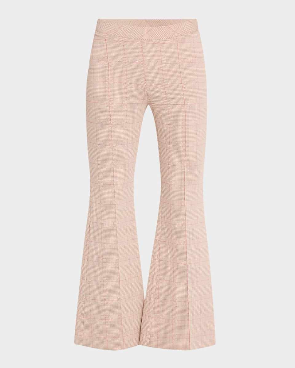 Plaid Flare Crop Pull-On Trousers